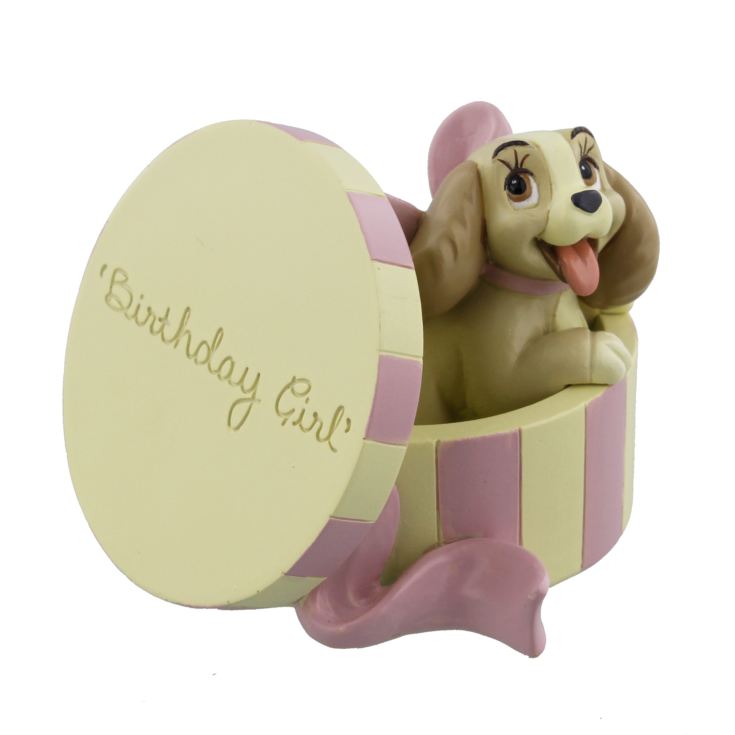 Disney Magical Moments Lady in Hat Box Birthday Girl 8cm The Gift