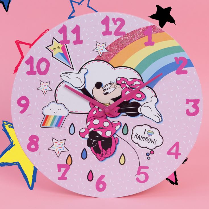 Disney Minnie Mouse Wall Clock Rainbows Make Me Smile The Gift