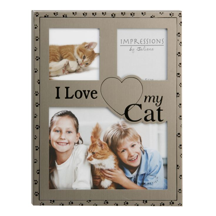 Photo Frame "I Love my Cat" Gun metal finish product image