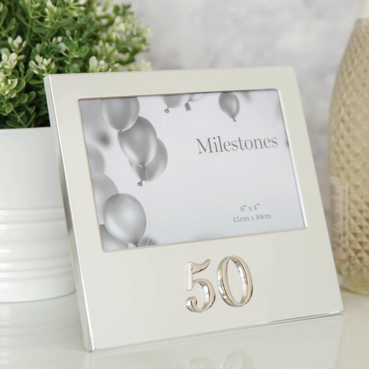 Milestones Aluminium Photo Frame with 3D Number 6" x 4" - 50 product image