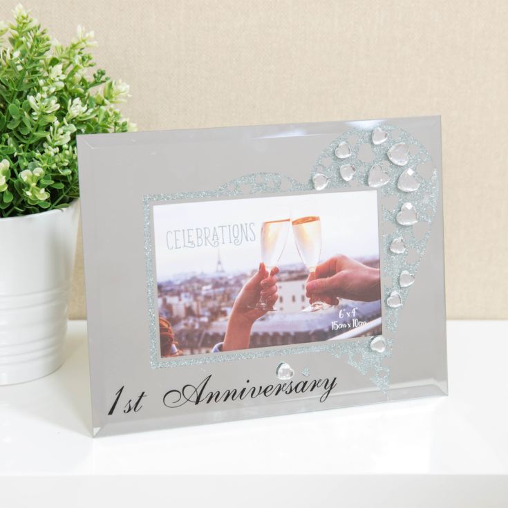 6" x 4" - CELEBRATIONS® Glass & Crystal Frame - Anniversary product image