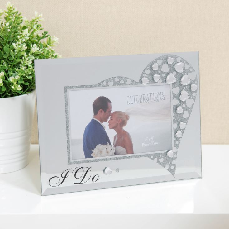 Glass Photo Frame with Crystals I Do 6" x 4" product image