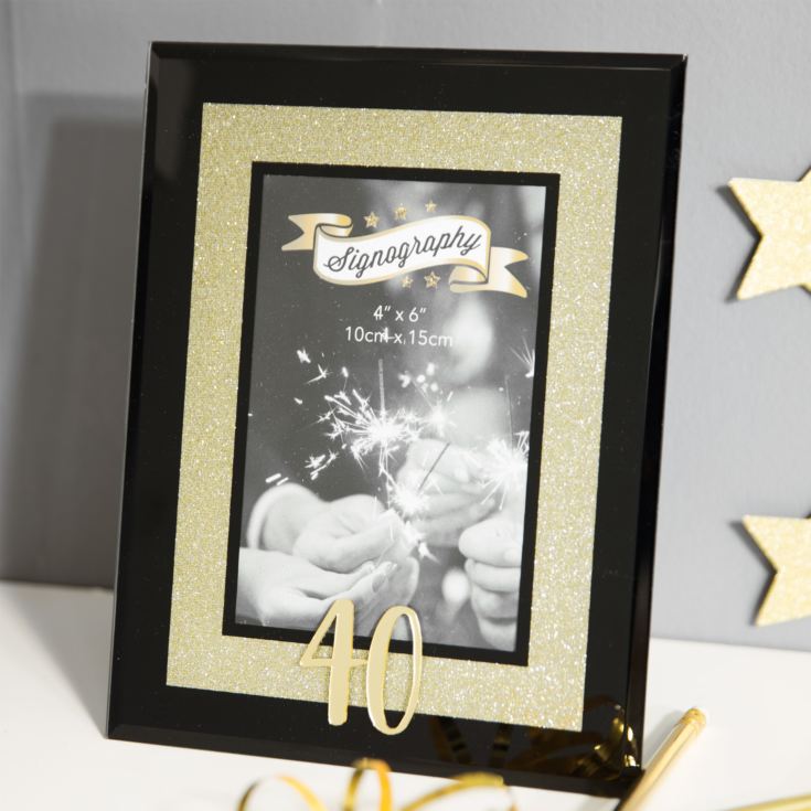 4" x 6" - Signography Gold Glitter Glass Frame - 40 product image