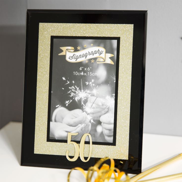 Signography Gold Glitter Glass Frame 4" x 6" - 50 product image