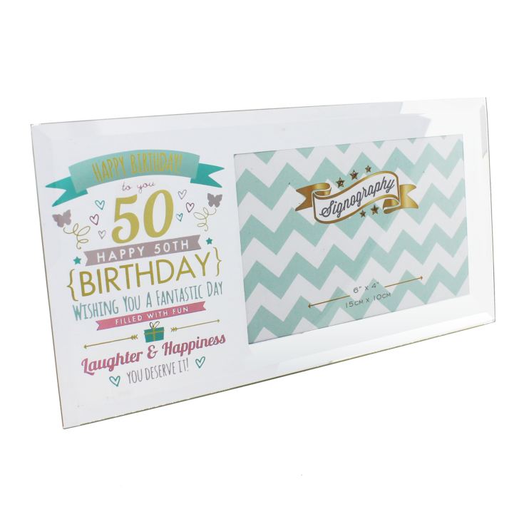 Signography Birthday Glass Frame Ladies 6" x 4" - 50th product image