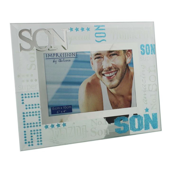 6" x 4" - Celebrations Mirrored Glass Photo Frame - Son product image