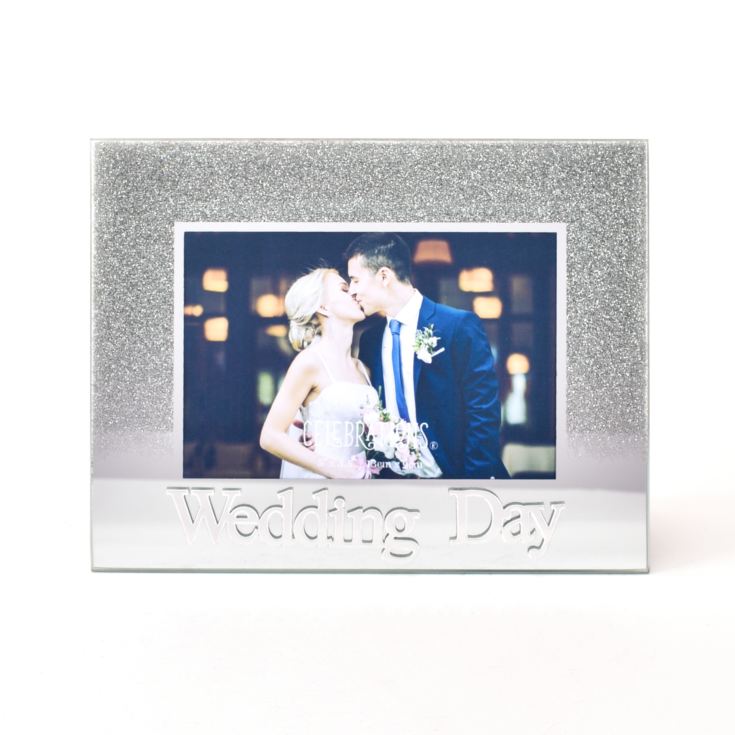 5" x 3.5" Silver Glitter Glass Frame - Wedding Day *MULTI 8* product image