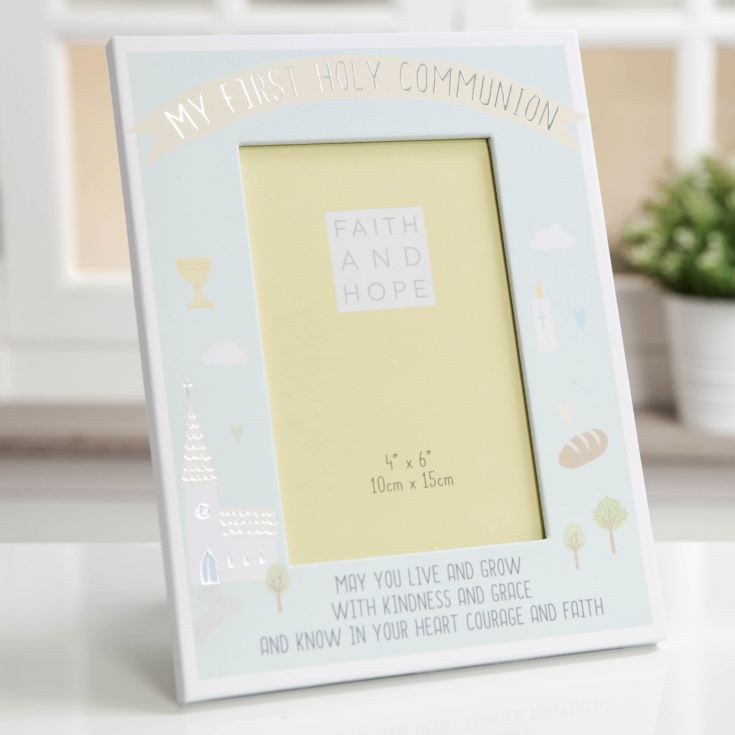 Faith & Hope First Communion Photo Frame 4" x 6" Blue product image