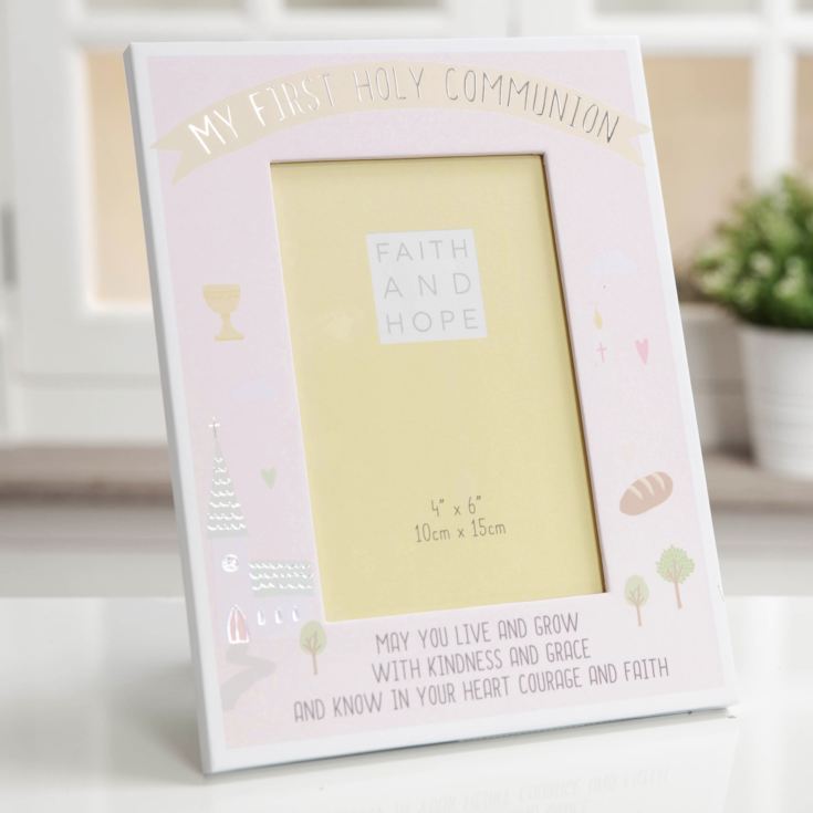 Faith & Hope First Communion Photo Frame 4" x 6" Pink product image
