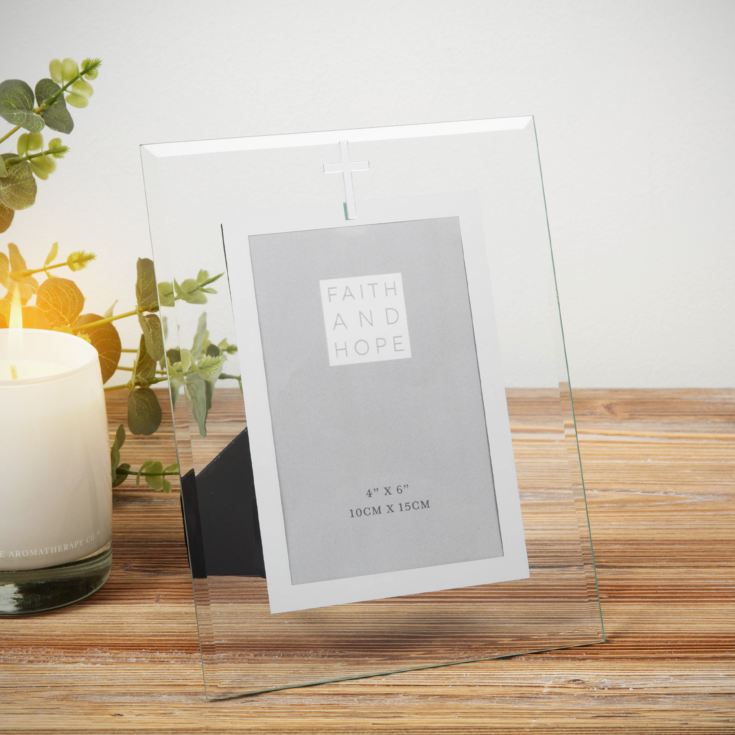 Faith & Hope Glass Photo Frame with Crucifix - 4" x 6" product image
