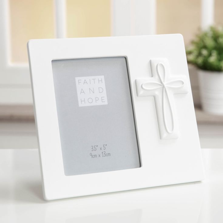 3.5" x 5" - Faith & Hope White Cross Photo Frame product image