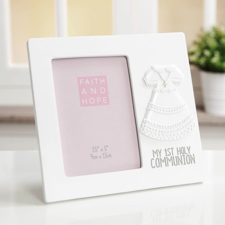 Faith & Hope White Resin Communion Dress Frame 3.5" x 5" product image