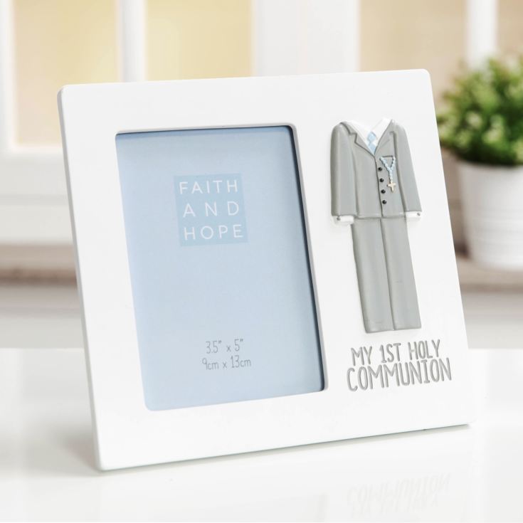 Faith & Hope White Resin Communion Suit Frame 3.5" x 5" product image