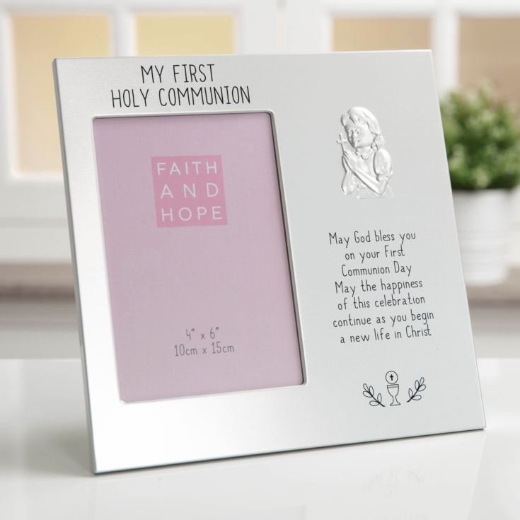 Faith & Hope Aluminium Embosed Frame Girl Communion 4" x 6" product image
