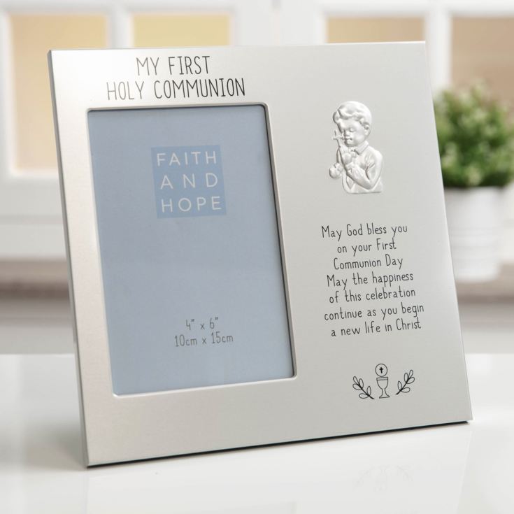 Faith & Hope Aluminium Embosed Frame Boy Communion 4" x 6" product image