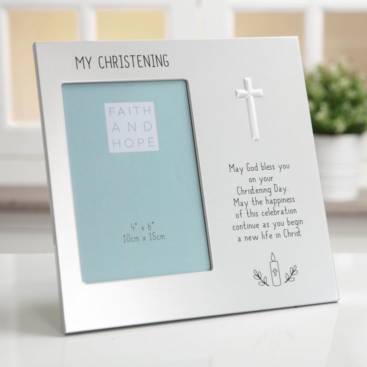 Faith & Hope Aluminium Embosed Frame Christening 4" x 6" product image