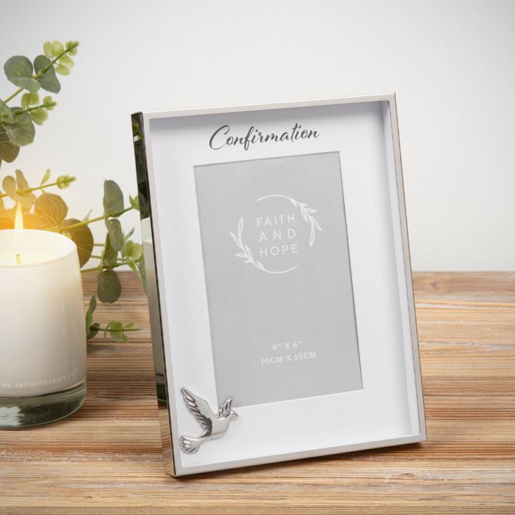 Faith & Hope Silver Box Confirmation Photo Frame  4" x 6" product image