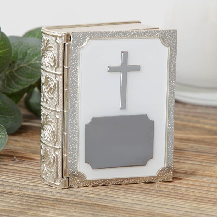 Silver Plated Bible Trinket Box with Engraving Plate product image