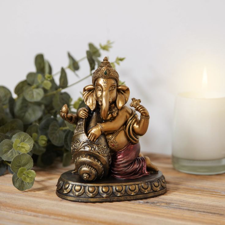 Faith & Hope Bronze Effect Figurine - Ganesh with A Shell product image