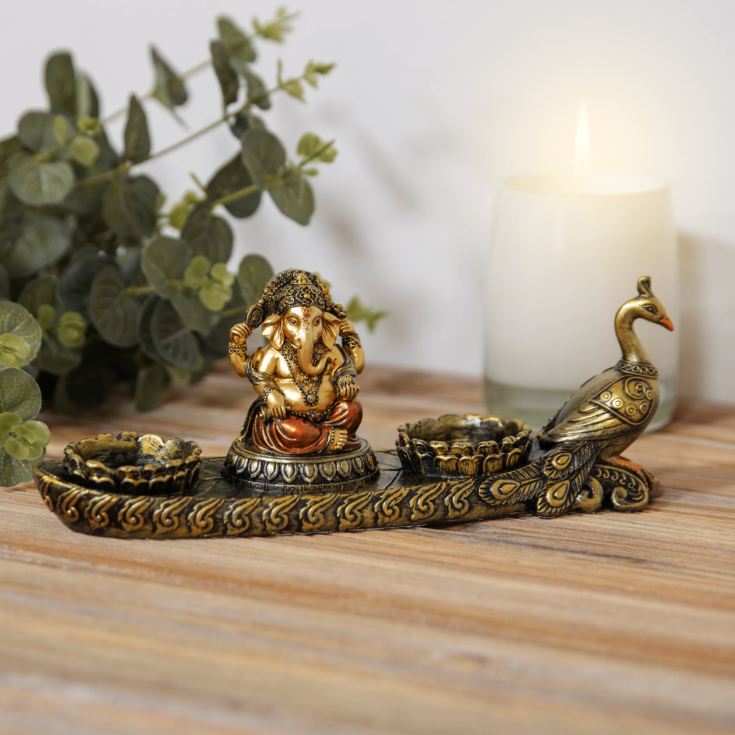 Faith & Hope Bronze Effect Double Tealight Holder - Ganesh product image