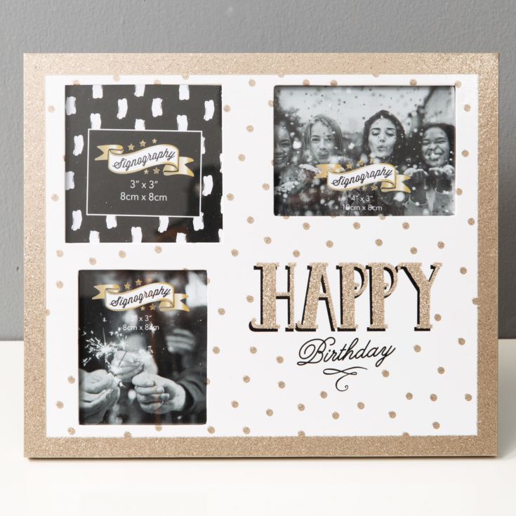 Signography Glitter 3 Aperture Frame - Happy Birthday product image