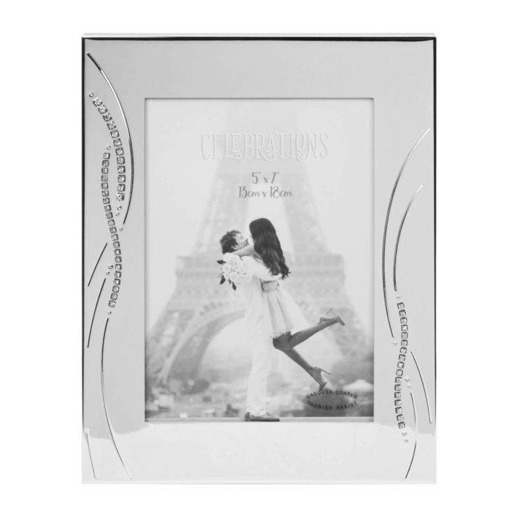 5" x 7" - Silver Plated Wedding Photo Frame with Crystals product image