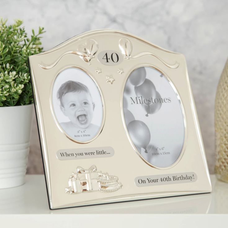 Milestone 2 Tone Silveplated Double Birthday Frame - 40 product image
