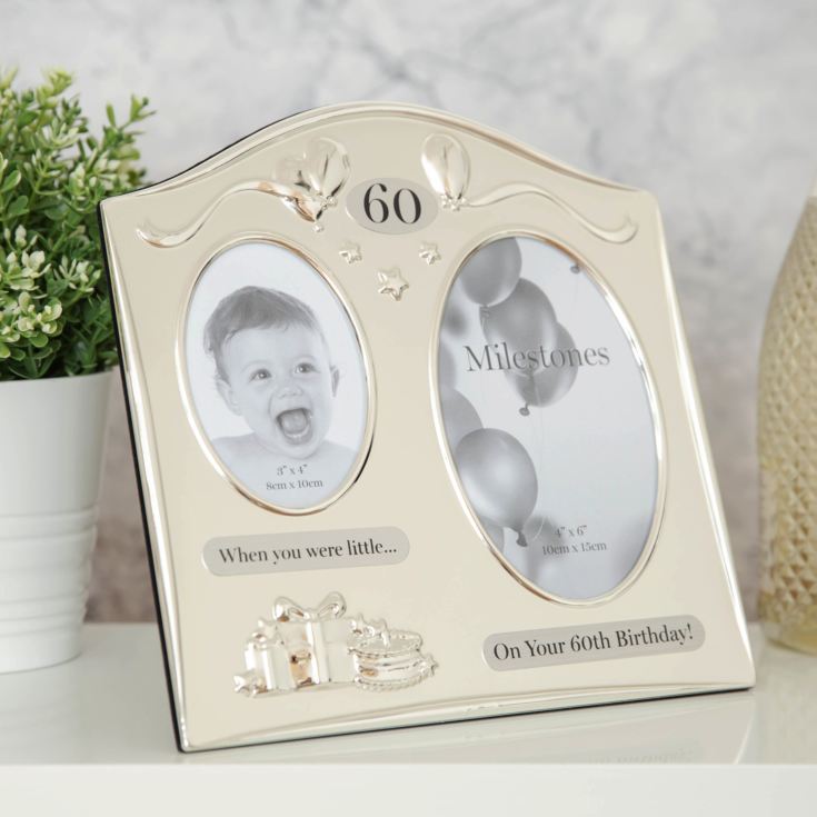 Milestone 2 Tone Silveplated Double Birthday Frame - 60 product image