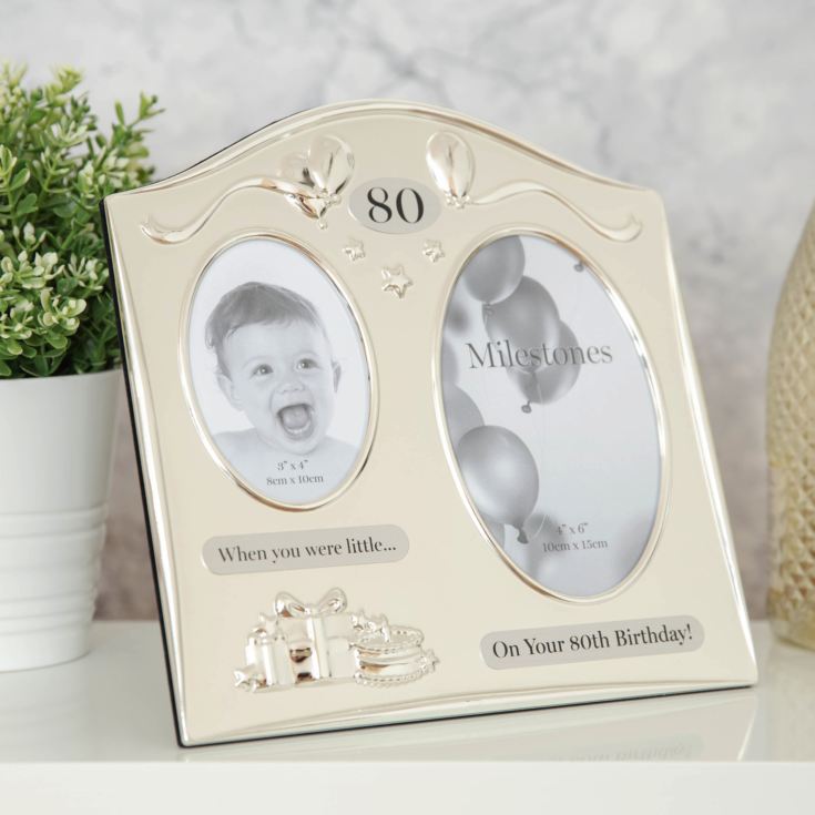 Milestones 2 Tone Silver Plated Double Birthday Frame - 80 product image