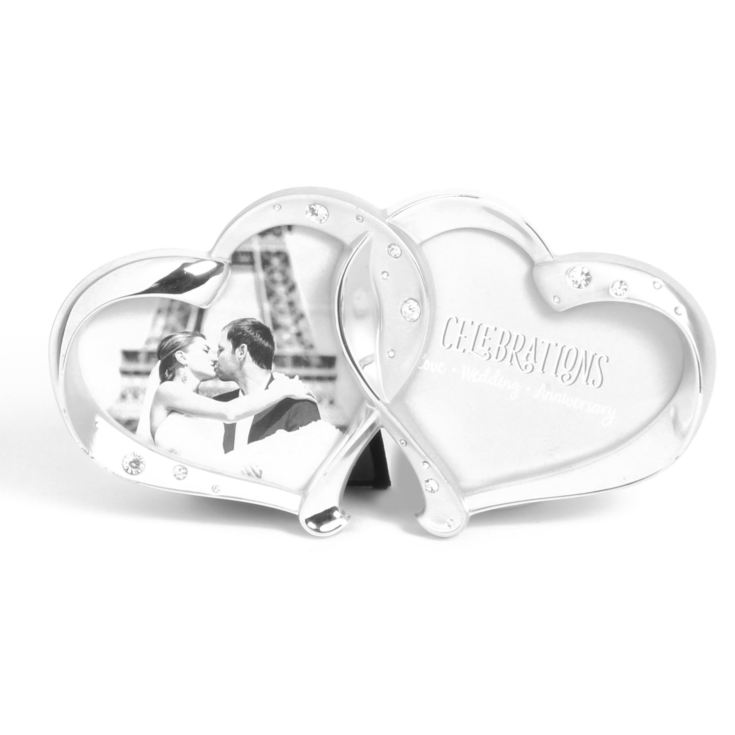 3.5" x 3.5" - Double Silver Plated Heart Photo Frame product image