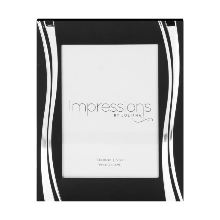 5" x 7" - Impressions Black Photo Frame with Silver Waves product image