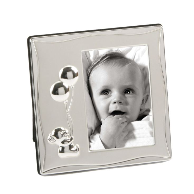 4" x 6"  - Silver Plated Teddy Holding Balloons Photo Frame product image