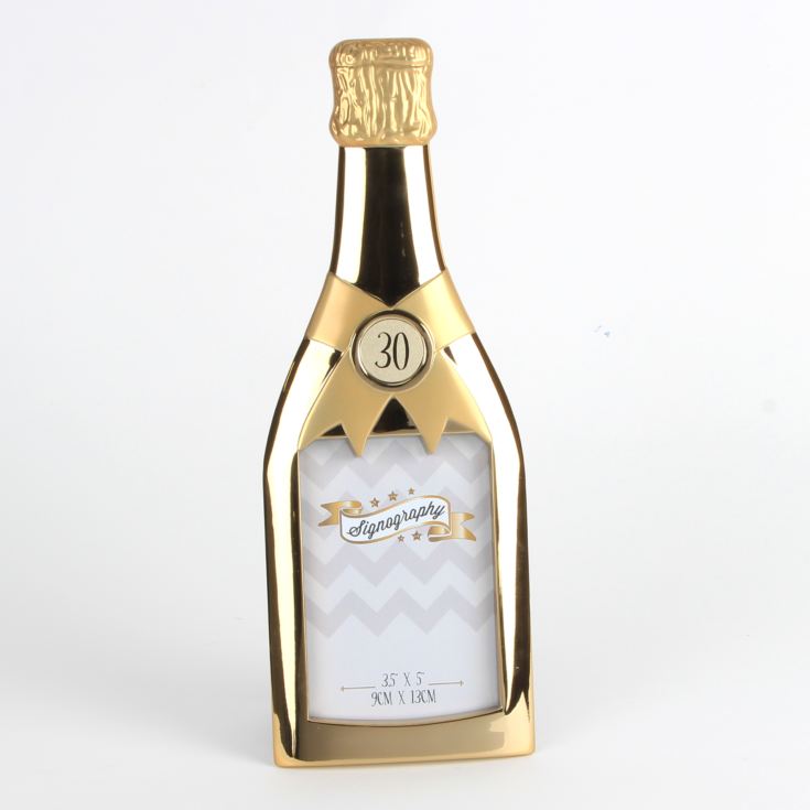 3.5" x 5" Signography Gold Champagne Bottle Frame 30th The Gift