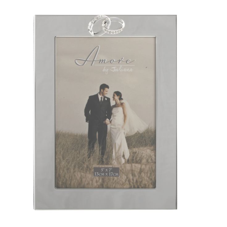 Amore Silver Plated Frame with Crystal Rings/Plain 5" x 7" product image