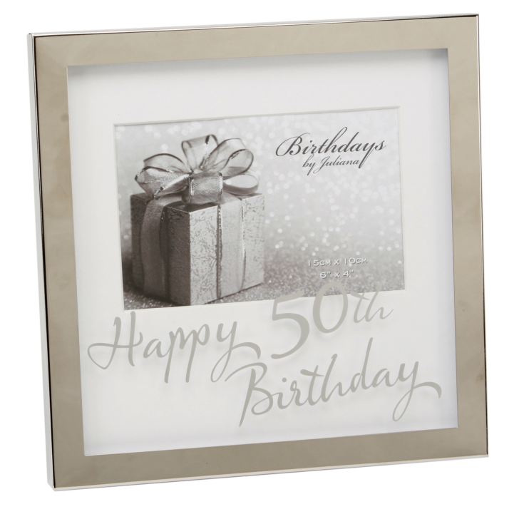 6" x 4" - Birthdays by Juliana Silverplated Box Frame - 50th product image