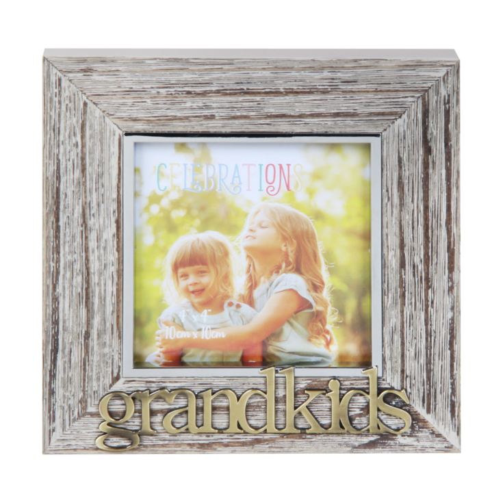 4" x 4" - Distressed Wood Photo Frame Metal Icon - Grandkids product image