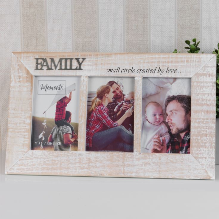 'Moments' Triple Wooden Photo Frame - Family 4" x 6" product image