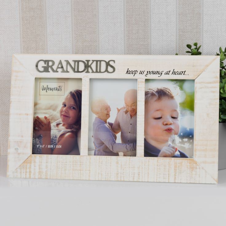 'Moments' Triple Wooden Photo Frame - Grandkids product image