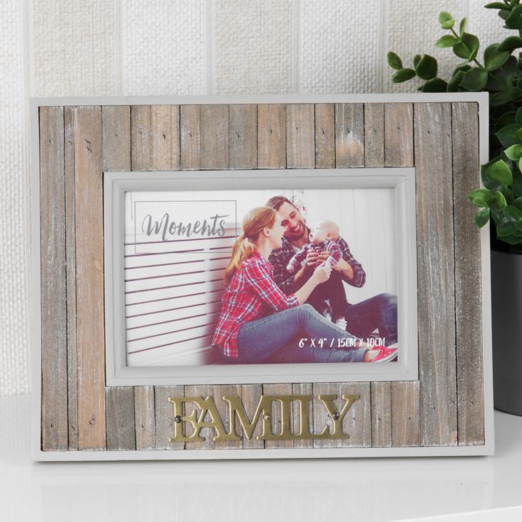 6" x 4" - Moments Wood Plank Photo Frame - Family product image