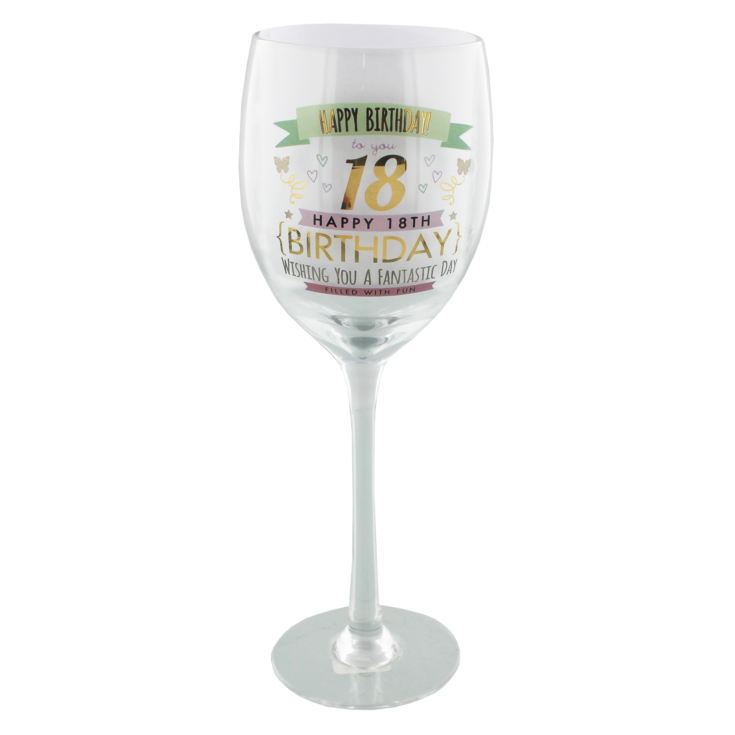 Signography Pink & Gold 18th Birthday Wine Glass product image