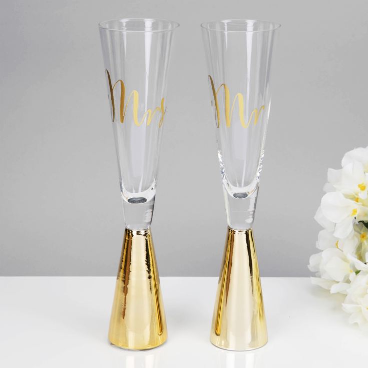 Always & Forever Set of 2 Gold Mr & Mrs Prosecco Flutes product image