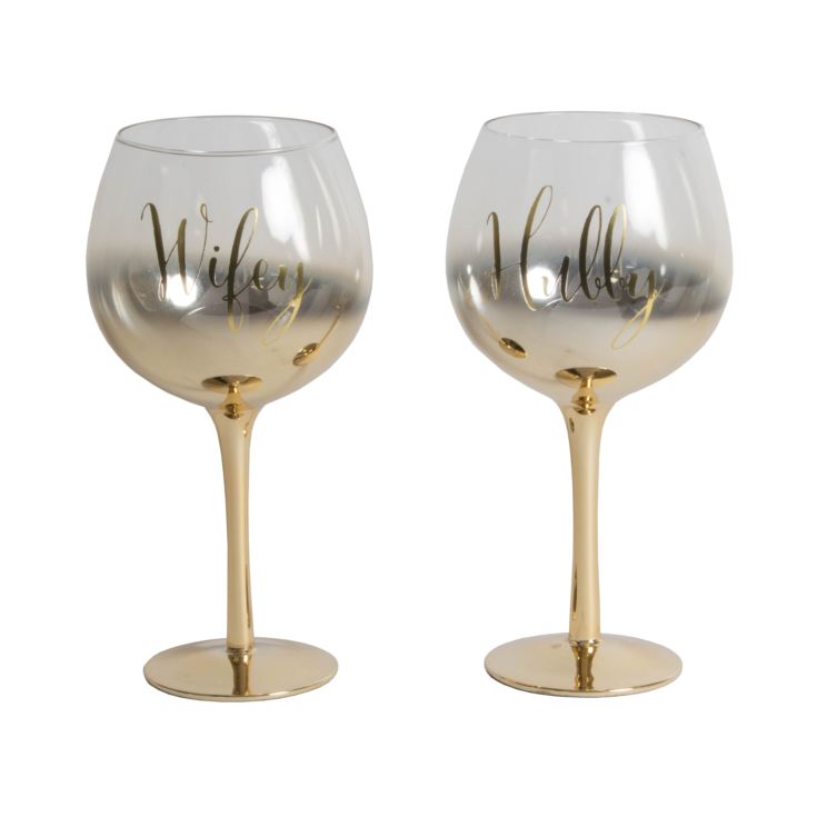 Always & Forever Set of 2 Gold Ombre Gin Glasses Hubby/Wifey product image