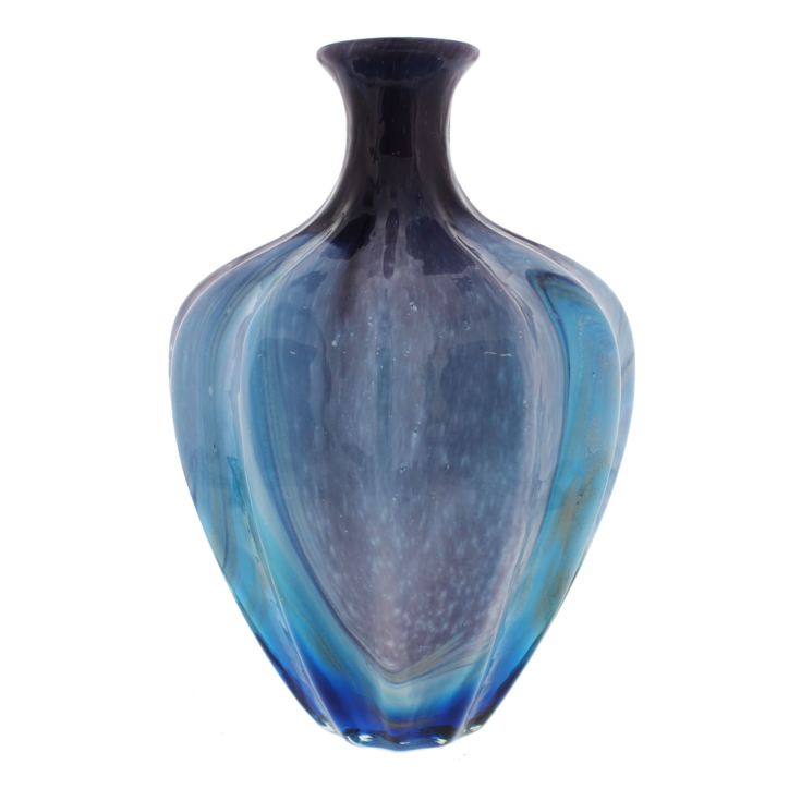 Objets d'Art Glass Vase with Blue Marble Effect 32cm product image