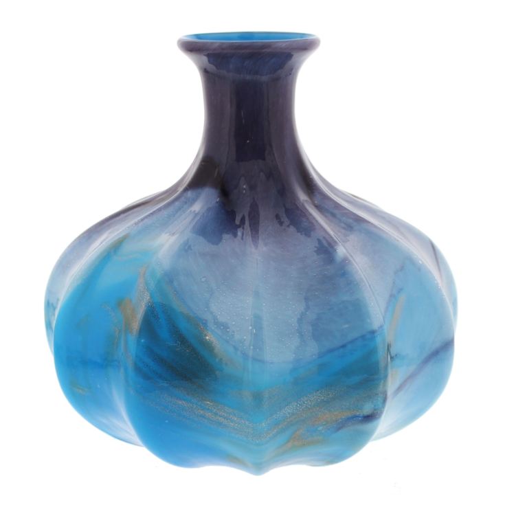 Objets d'Art Glass Vase with Blue Marble Effect 22cm product image