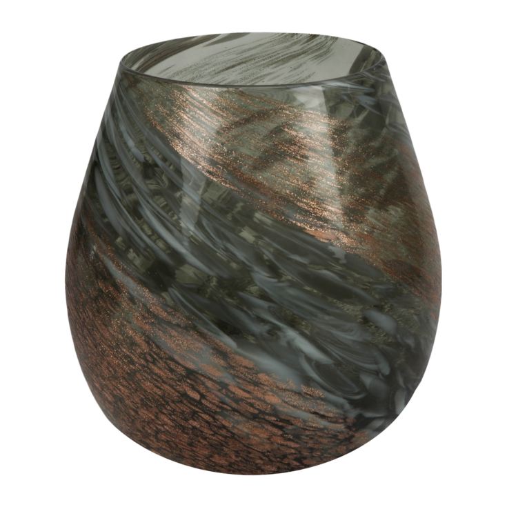 Objets d'Art Glass Vase Grey Marble Effect 21cm product image