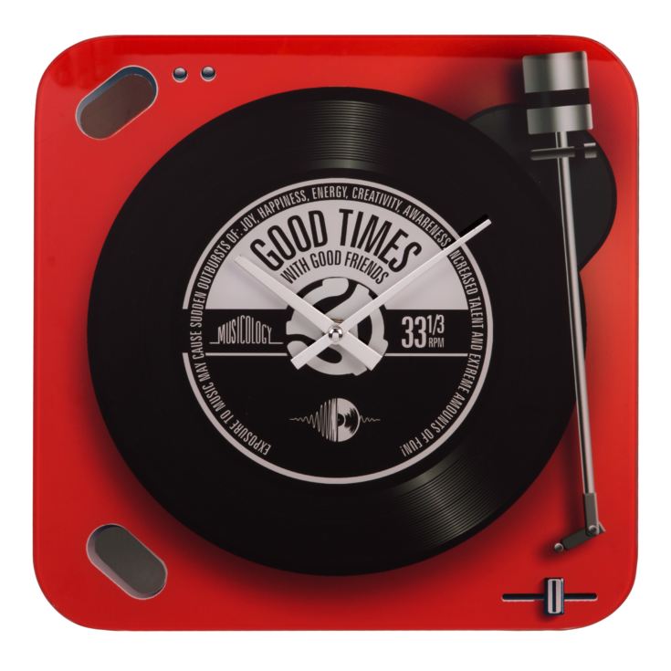 Harvey Makin Glass Wall Clock - Red Record Player product image