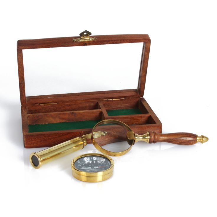 Emporium Collection - Brass Telescope, Compass, Magnifier product image