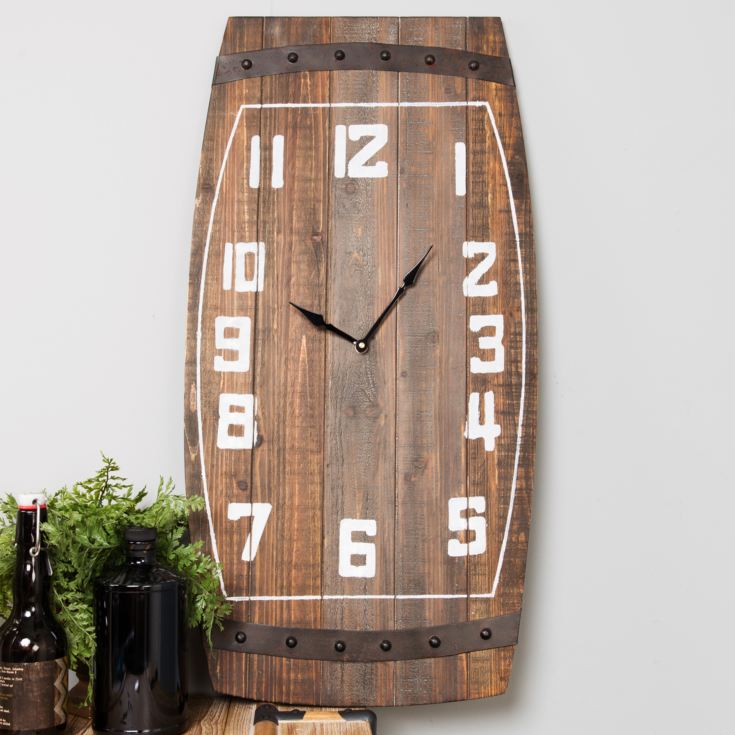 Brewmaster Barrel Style Wooden Wall Clock product image
