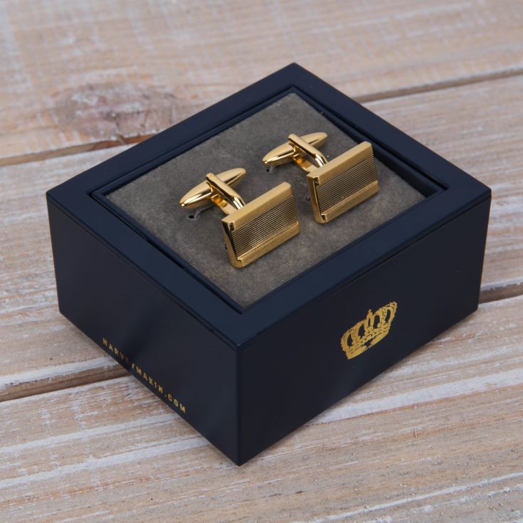 Harvey Makin Metal Plated Shiny Brushed Gold Pair Cufflinks product image