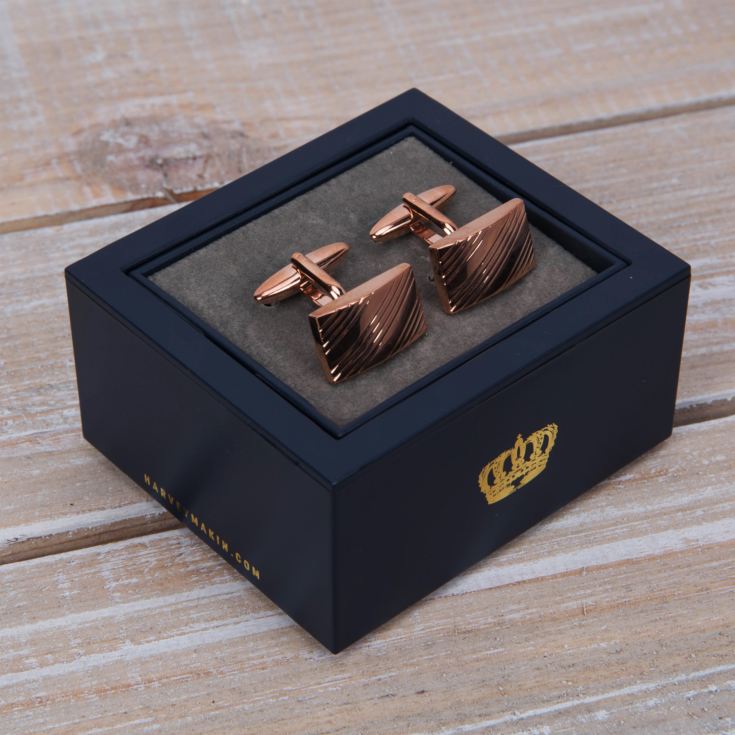 Harvey Makin Rose Gold Oblong Pair Cufflinks product image